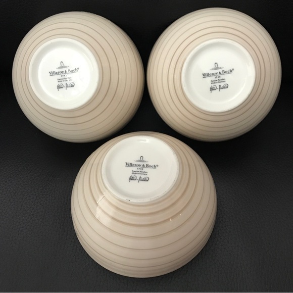 Set of 3 VILLEROY BOCH rice cereal soup bowls artesian nature beige. Excellent! - Picture 3 of 6